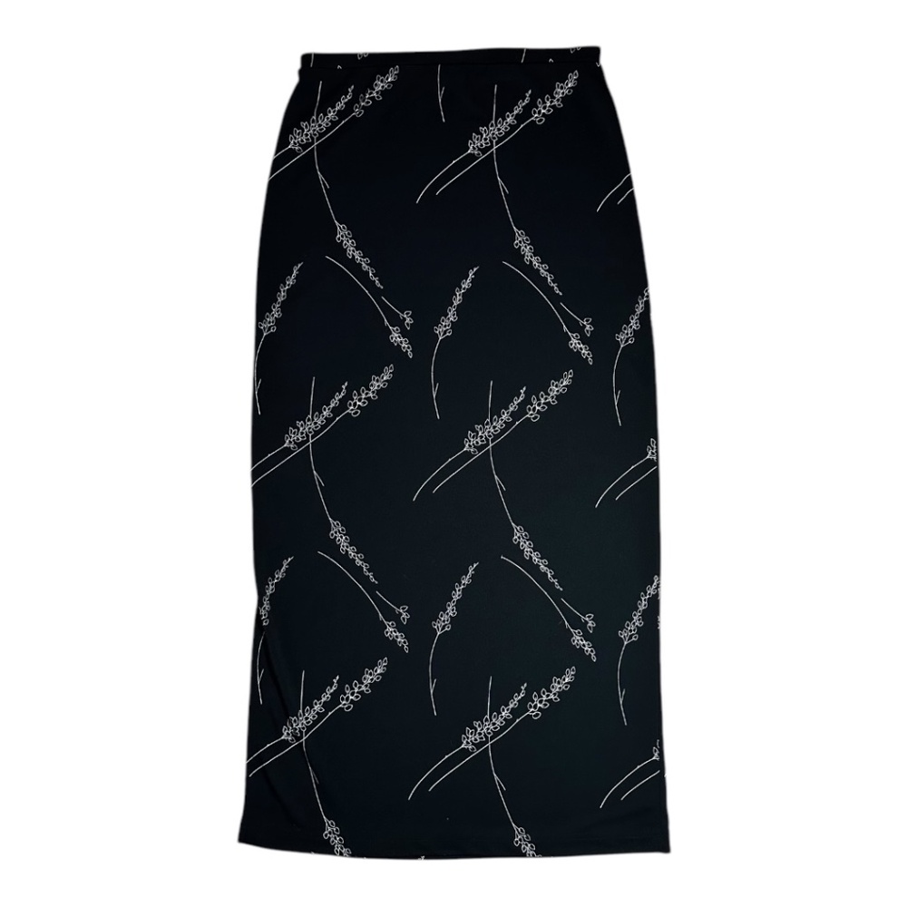 vintage leaf print maxi skirt